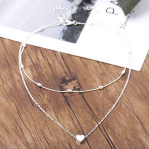 ʕ·ᴥ·ʔBomine Layered Necklace Chain Heart Pendant Necklace
